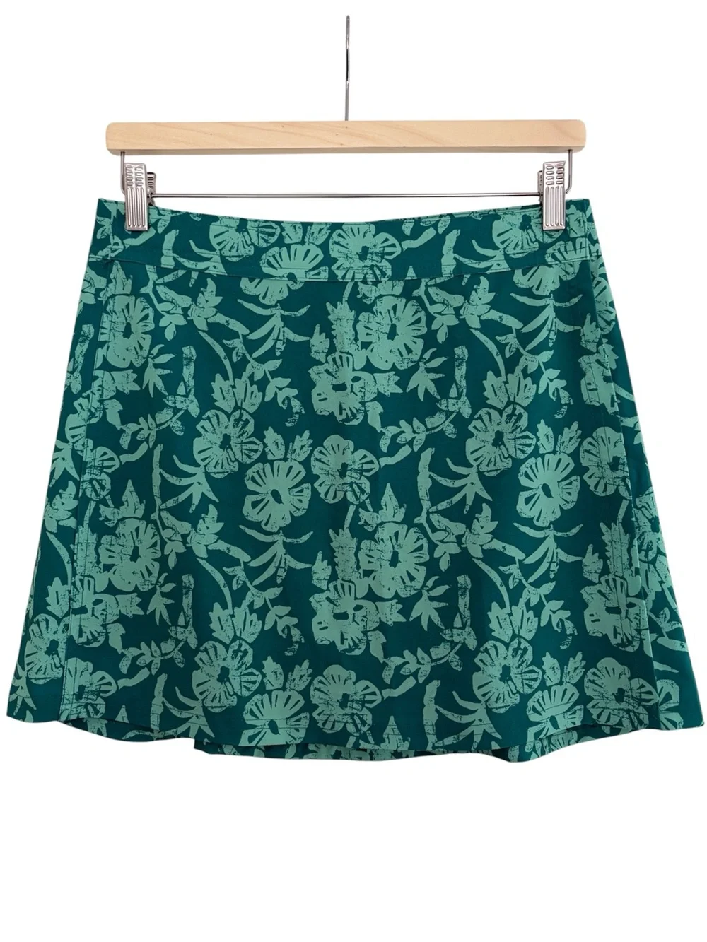 RipSkirt Hawaii Hibiscus Green Floral Wrap Skirt S Length 1 Batik Beach CoverUp